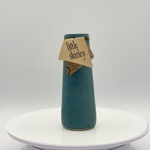Material Good Little Shirley Tall Bud Vase Coastal Fog Blue Speckled Ceramic